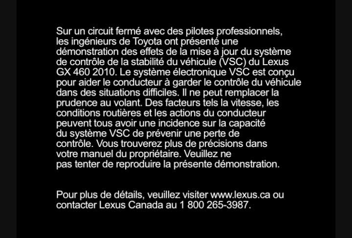 Vehicle Stability Control System in the 2010 MY Lexus GX 460 SUV